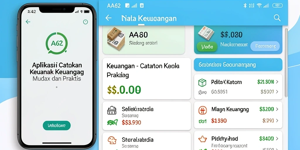 Antarmuka AA62 dengan fungsi Catatan Keuangan yang praktis.