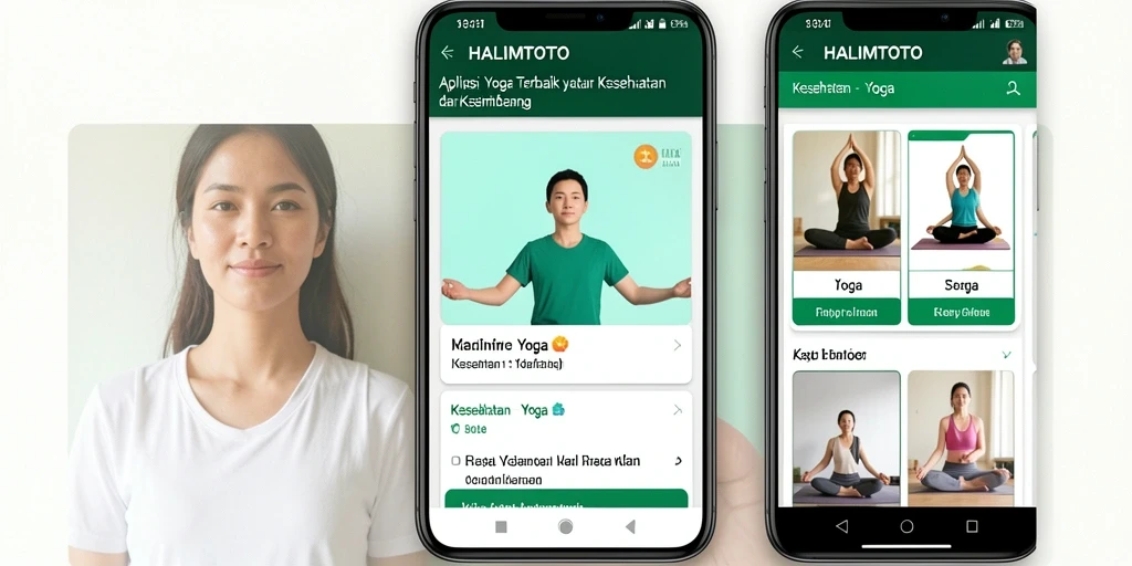 Antarmuka aplikasi HALIMTOTO yang menampilkan berbagai pose yoga.