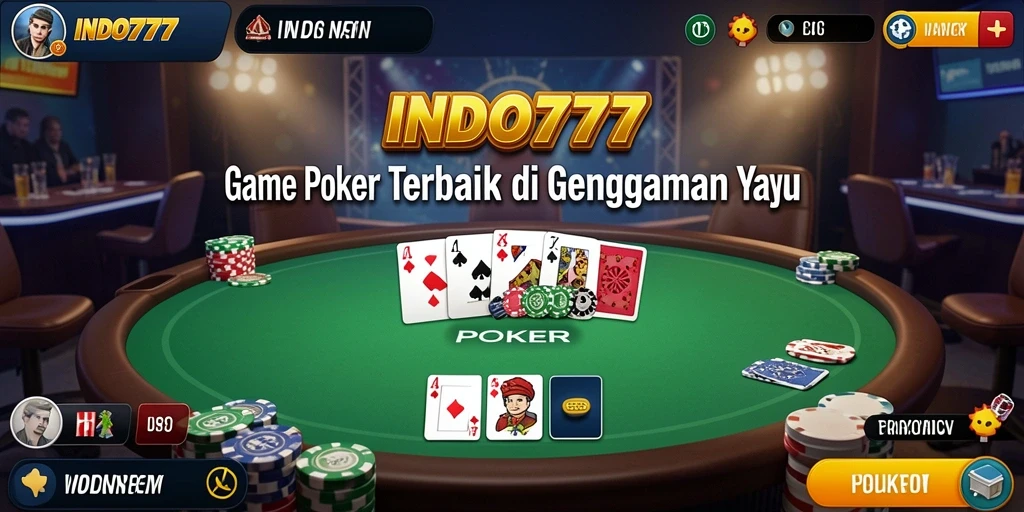 Antarmuka permainan Poker yang menarik dan interaktif di INDO777.