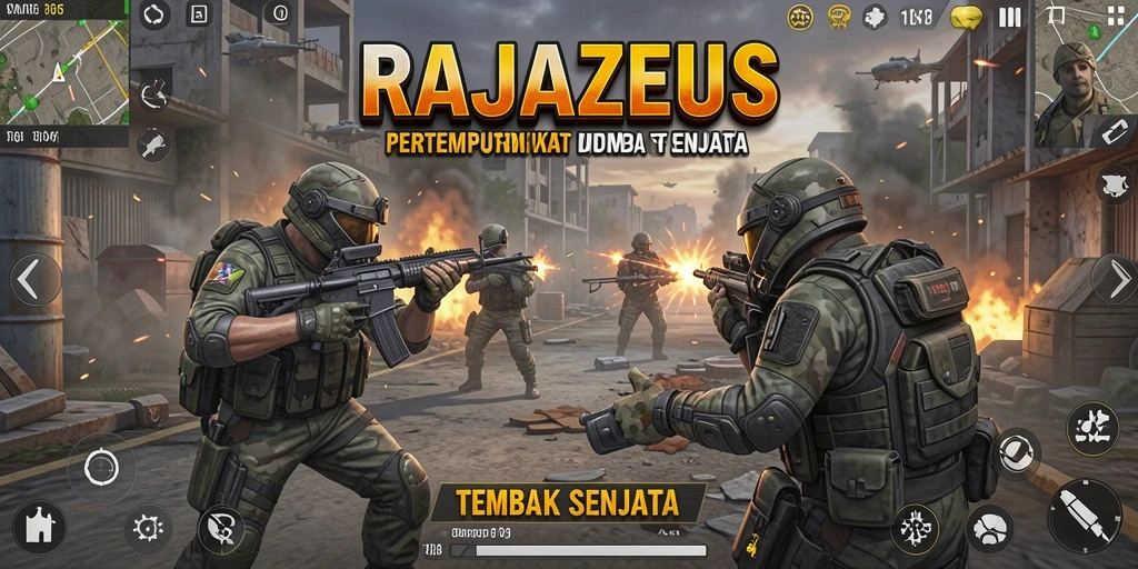 Tampilan antarmuka RAJAZEUS saat pertempuran Tembak Senjata.