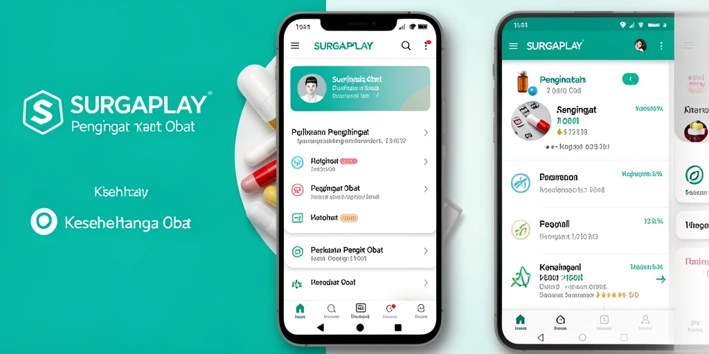Tampilan antarmuka utama aplikasi SURGAPLAY dengan fitur pengingat obat yang mudah digunakan.